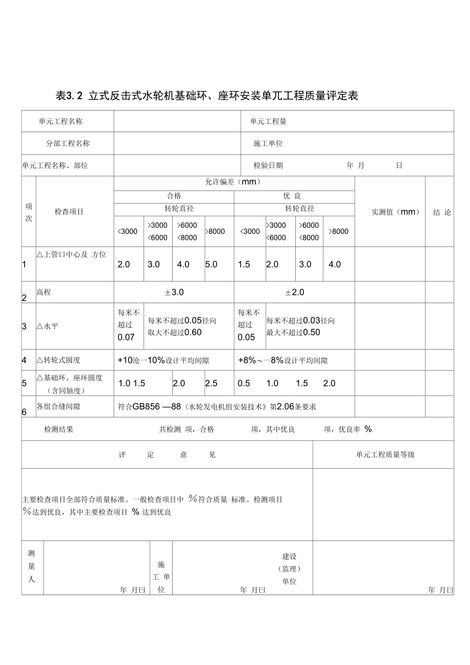 水轮发电机组安装工程质量评定表_第2页