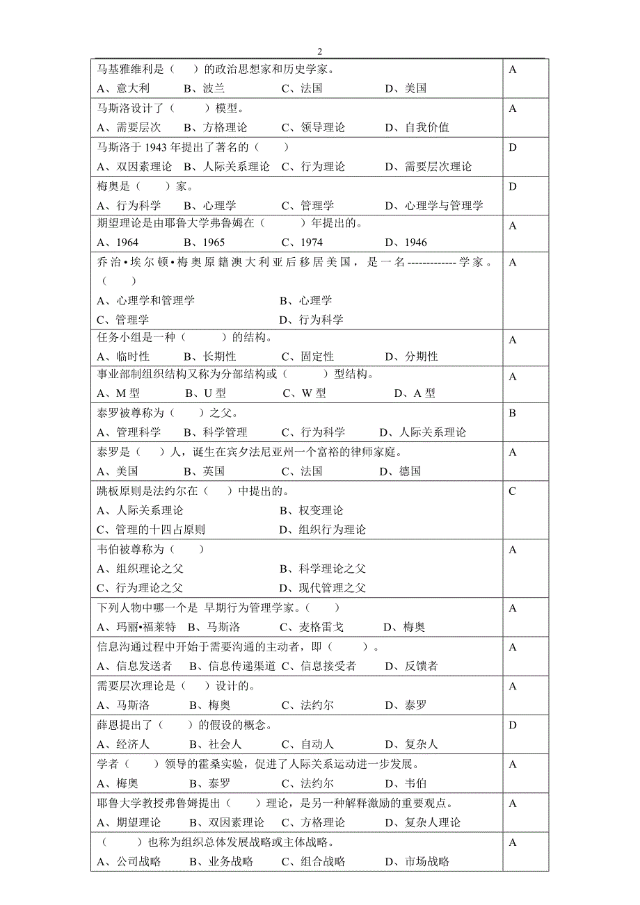 精品资料（2021-2022年收藏的）管理学原理复习思考题2015.06剖析_第2页