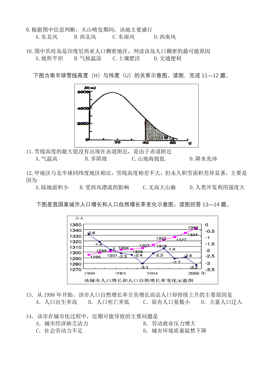 阜阳三中2014届高三地理四模考试试题_第3页