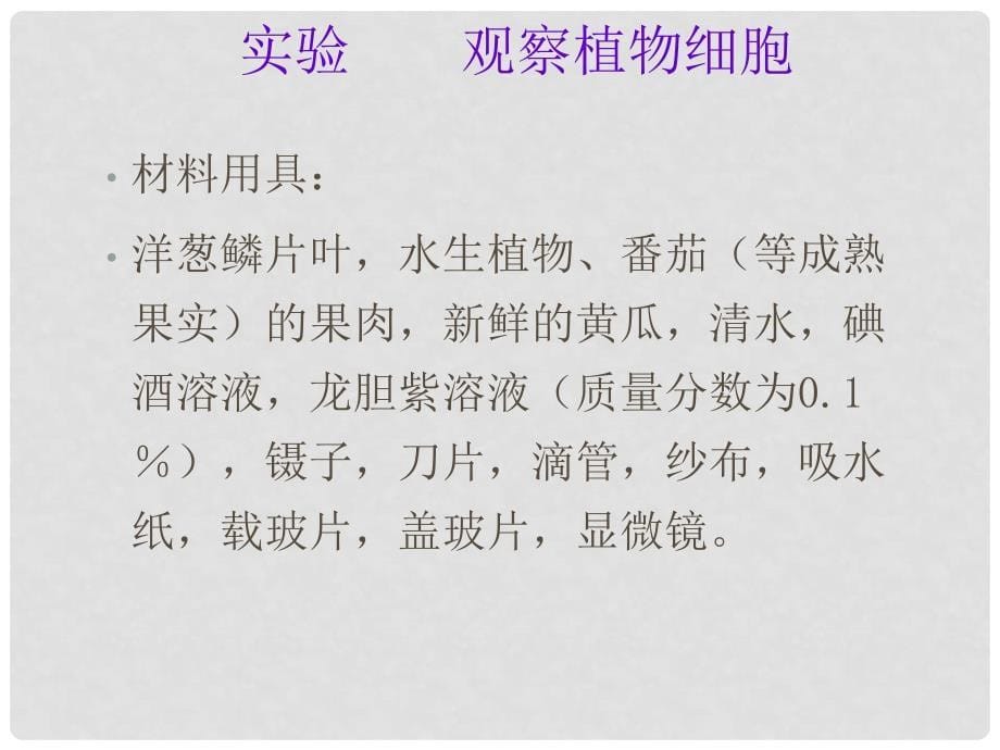 天津市宝坻区新安镇第一初级中学七年级生物上册 第二单元 第一章 第二节 观察植物细胞课件 新人教版_第5页