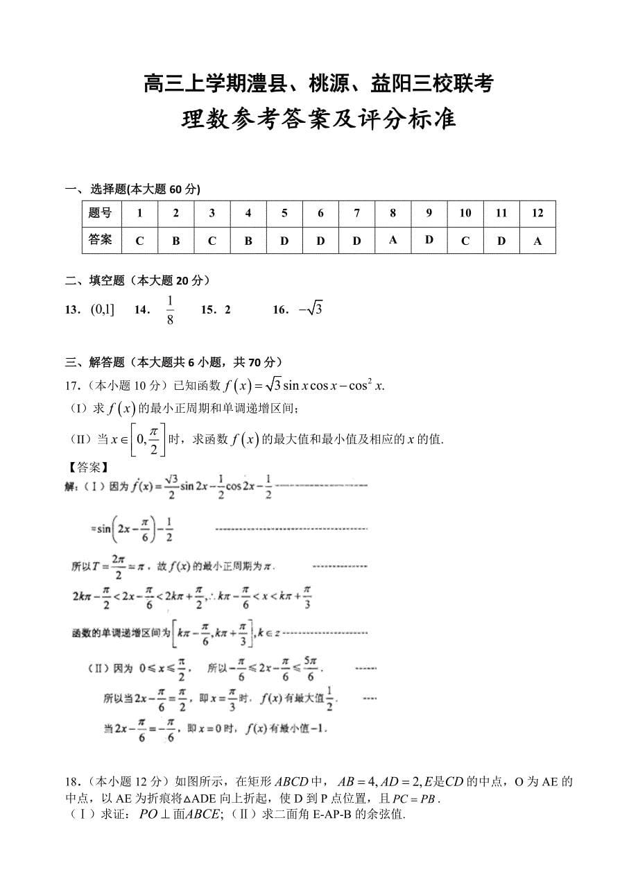 湖南省高三省重点高中三校联考数学理试卷及答案_第5页