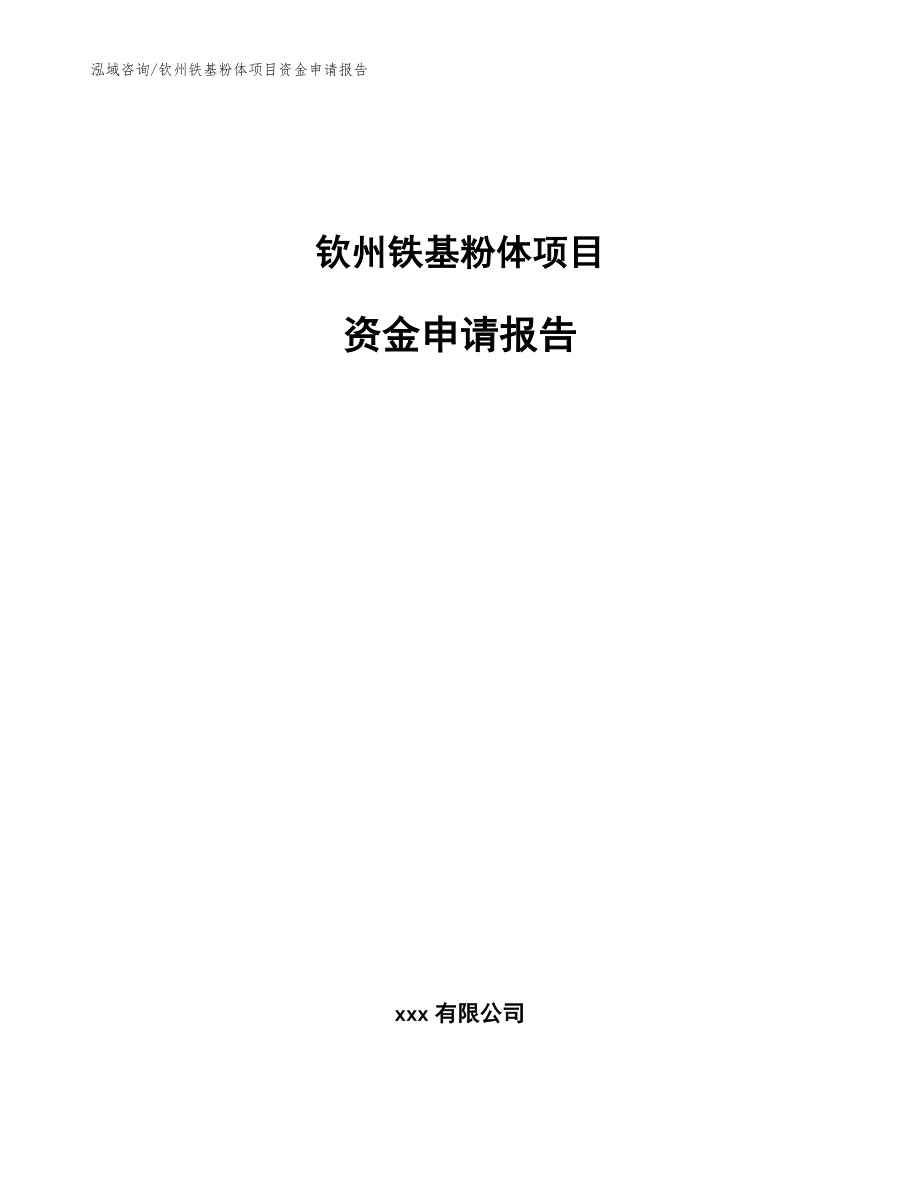 钦州铁基粉体项目资金申请报告（范文）_第1页