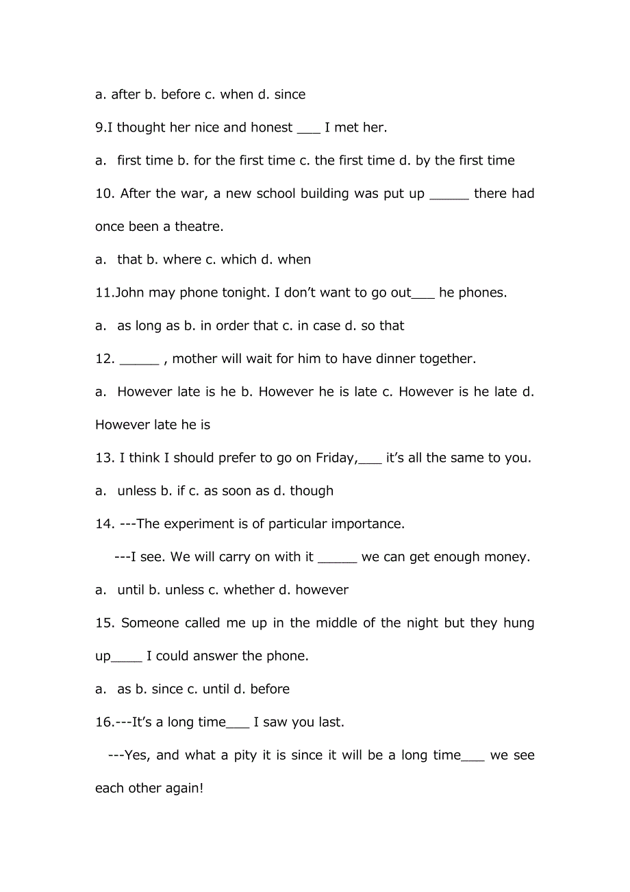 状语从句练习题及答案详解_第4页
