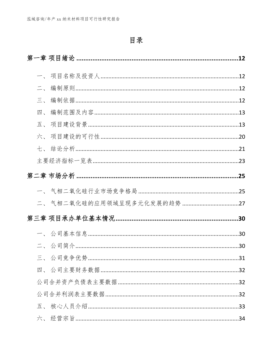 年产xx纳米材料项目可行性研究报告（模板）_第2页