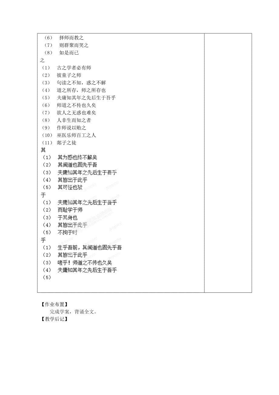 江苏省江阴市成化高级中学2014高中语文 第二专题《师说》教案（1）苏教版必修_第5页