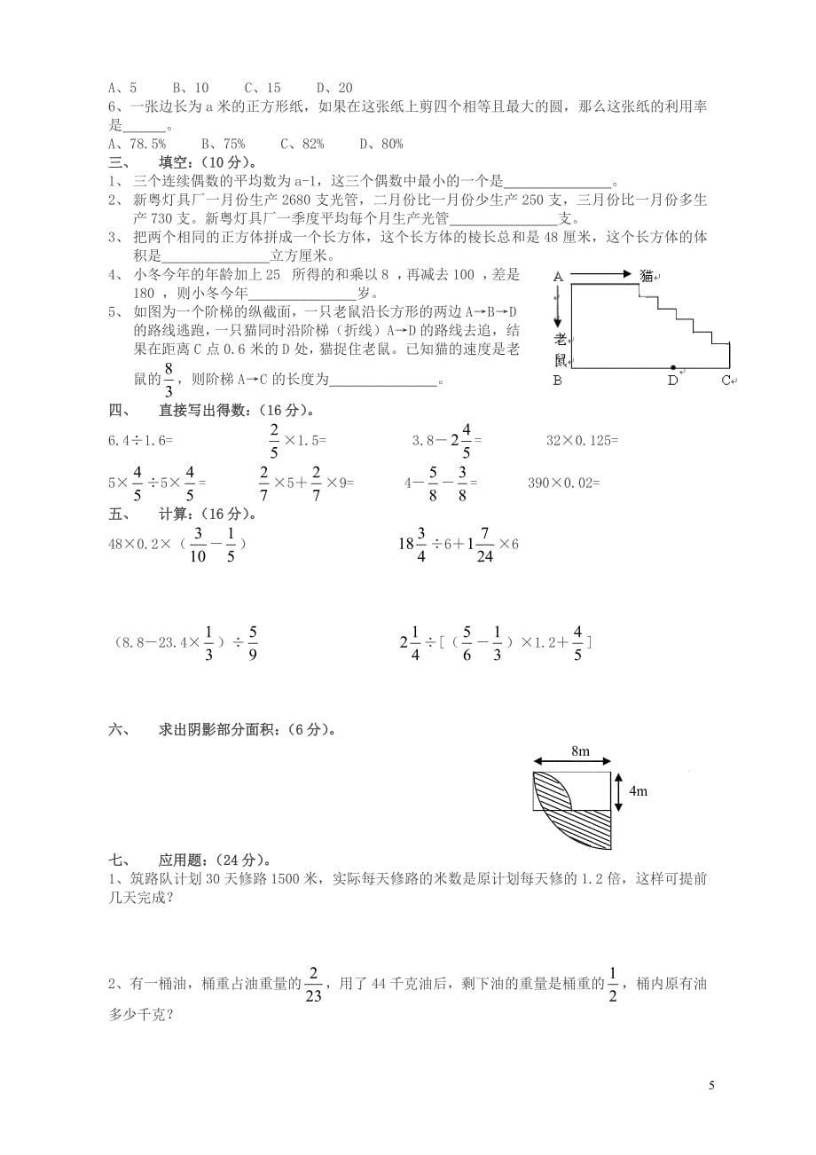 (精编)2019小升初历年真题(13套)_第5页