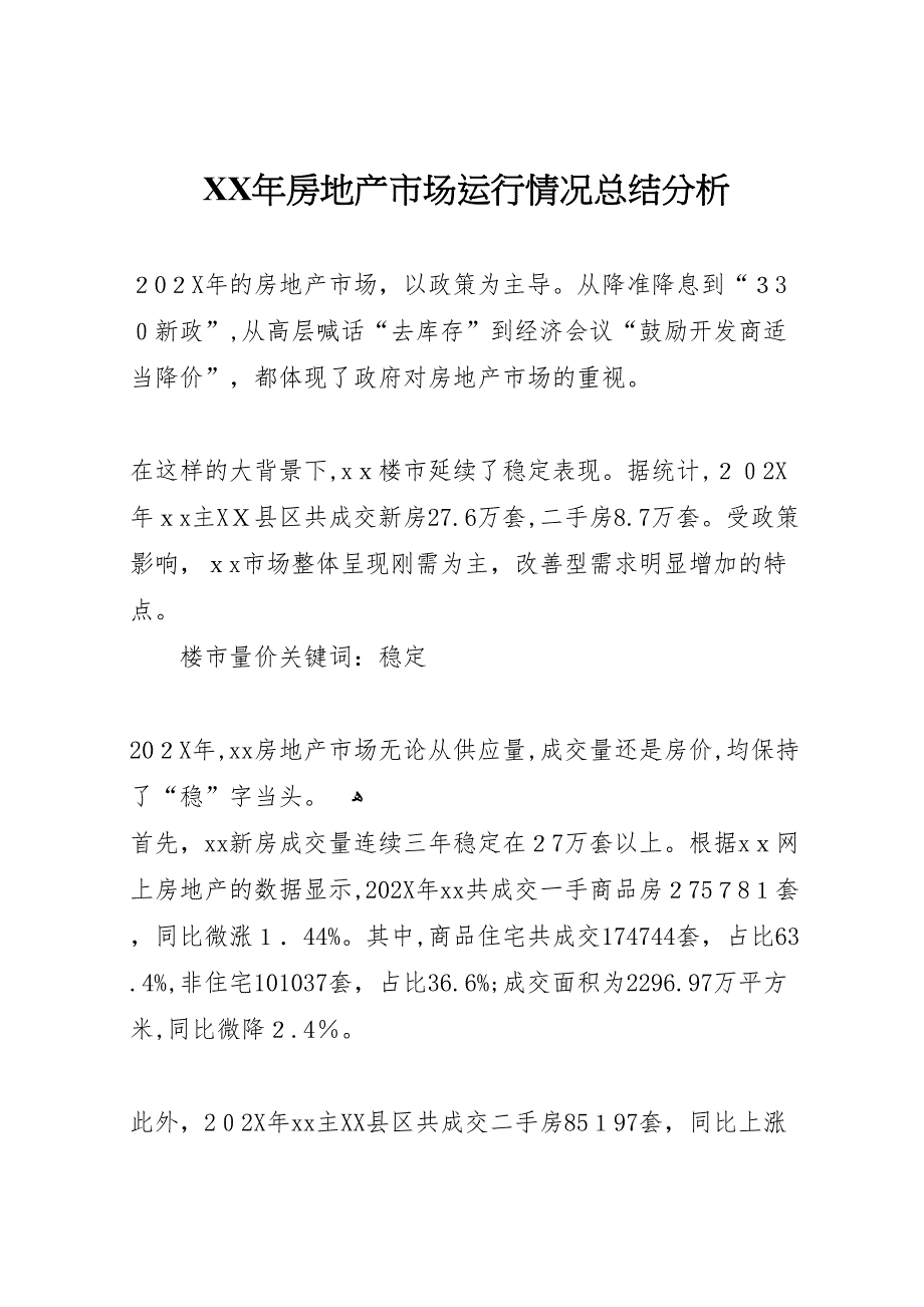 年房地产市场运行情况总结分析_第1页