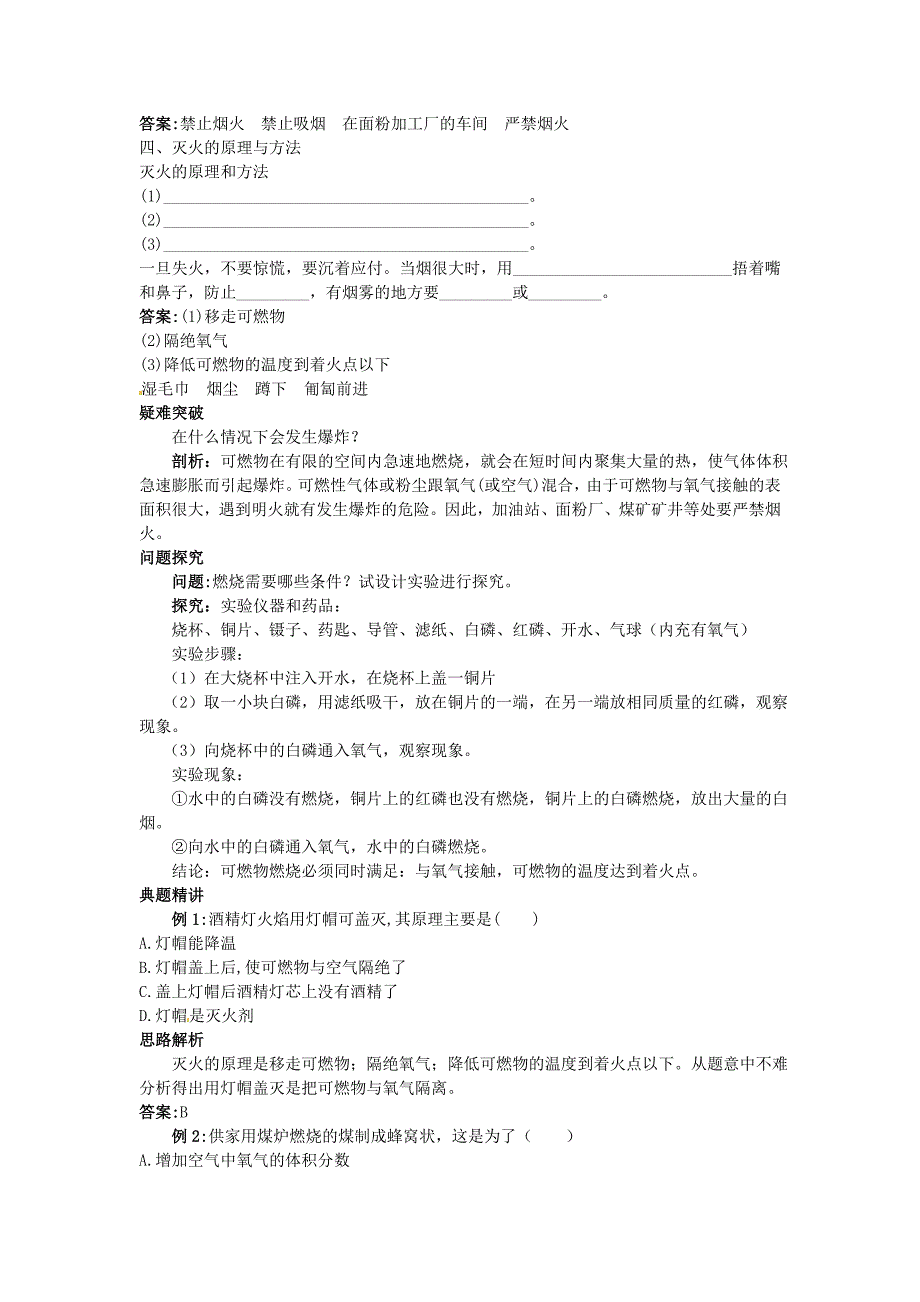 九年级化学全册第四章第一节燃烧与灭火名师导学沪教版_第2页