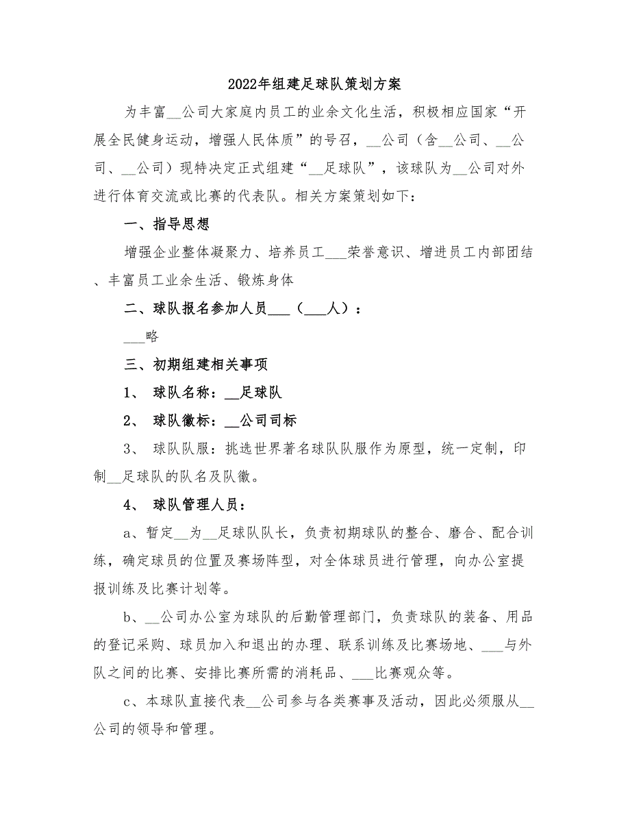 2022年组建足球队策划方案_第1页