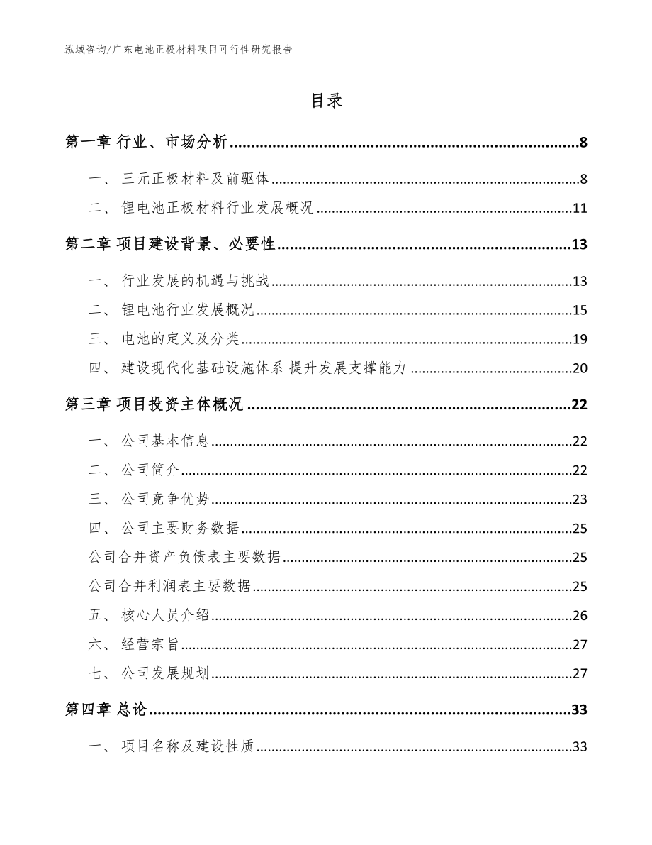 广东电池正极材料项目可行性研究报告【范文模板】_第1页