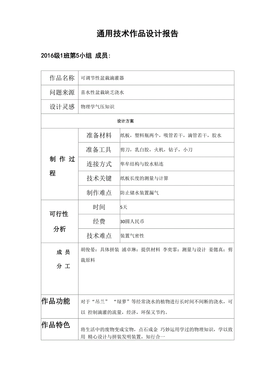 通用技术作品设计报告_第1页