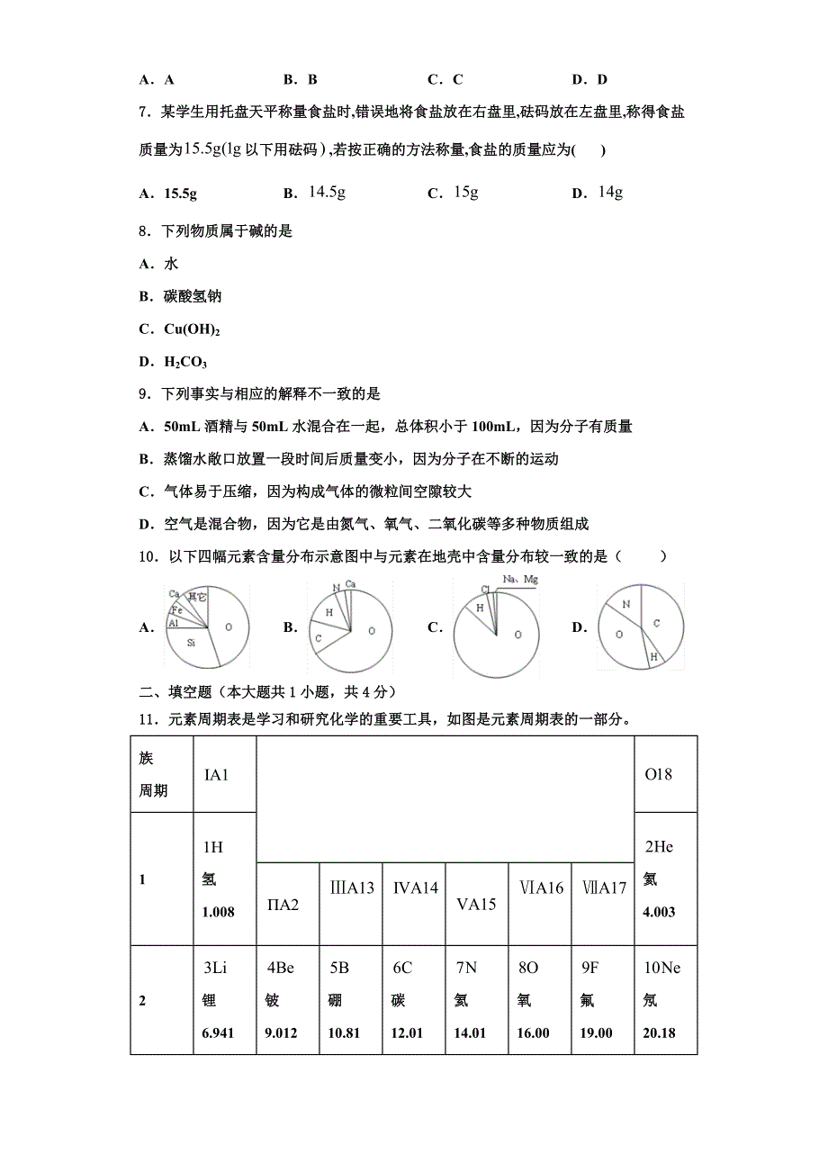 2023学年湖南省长沙市师大附中教育集团化学九上期中调研模拟试题含解析.doc_第3页