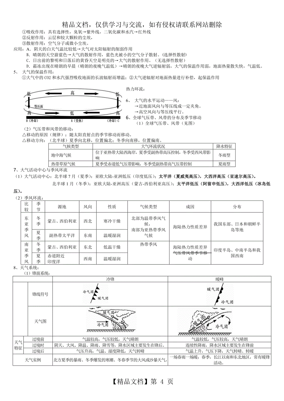 地理学考必修知识点必修一、二.._第4页