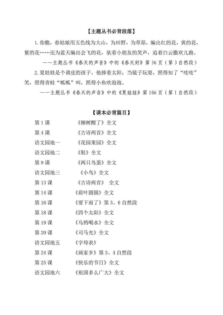 小学一年级语文下册背诵篇目_第2页