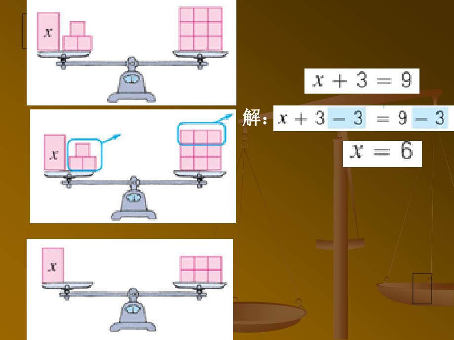 人教版五年级数学上册第四单元第六课时_解方程(一)_第3页
