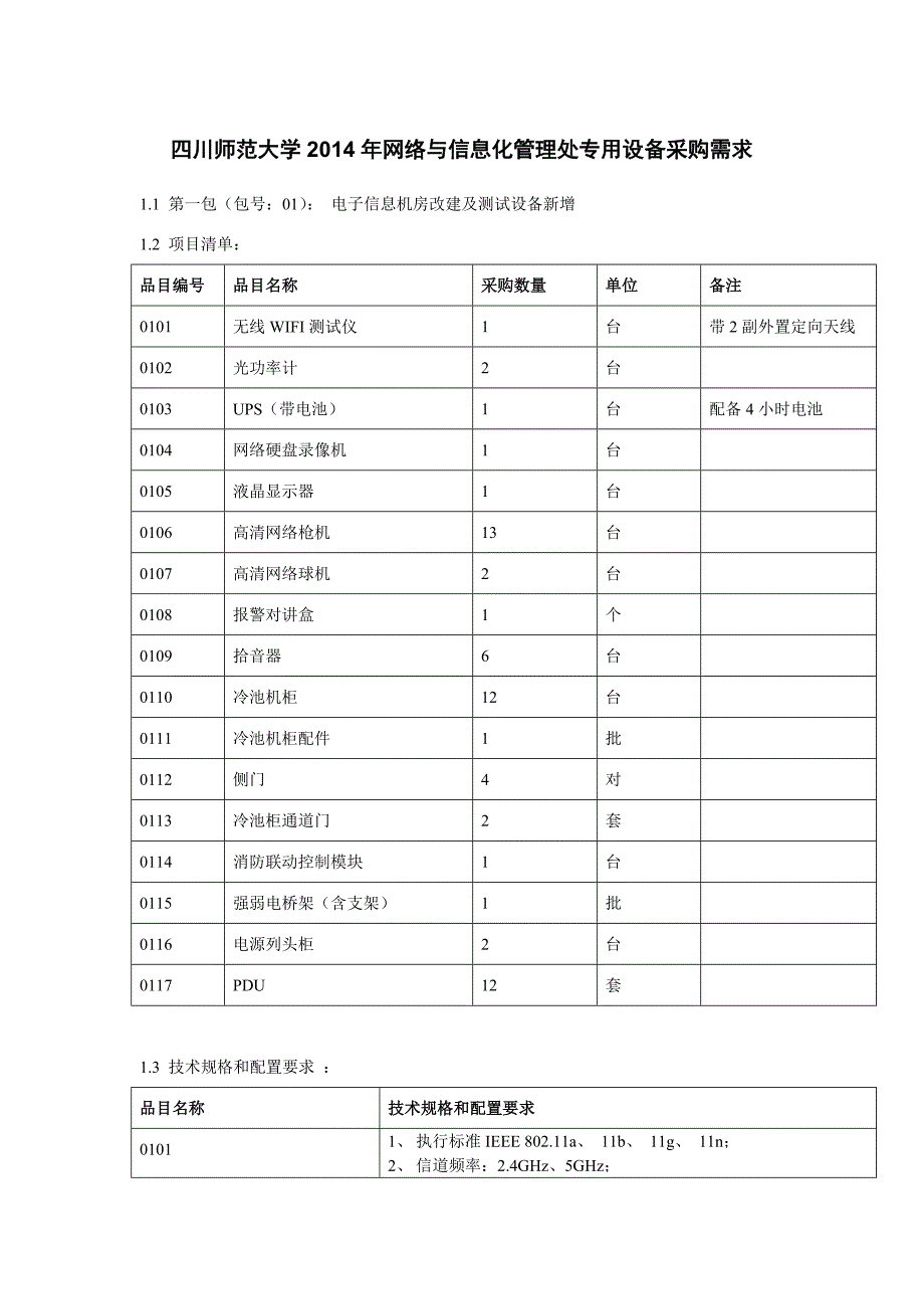 四川师范大学2014年网络与信息化管理处专用设备采购项目征_第3页