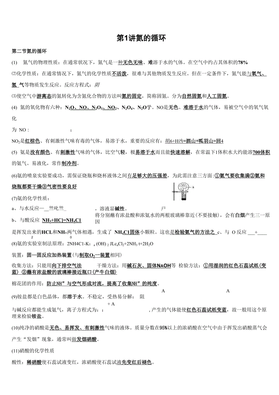 氮的循环 知识点总结_第1页