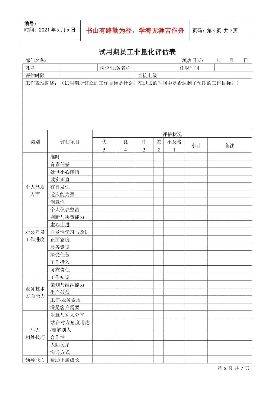 绩效考核—非量化总表(1)_第5页