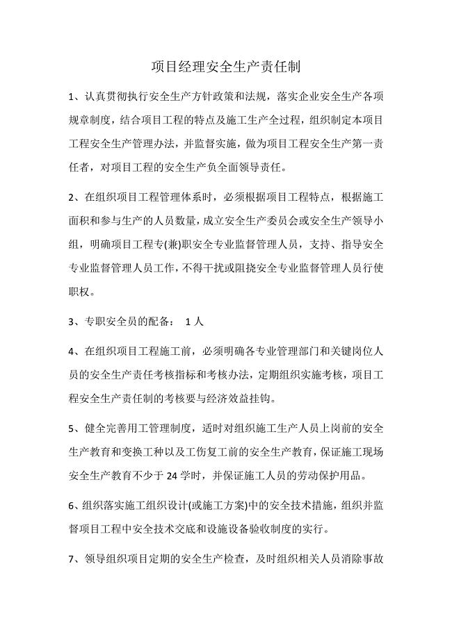 项目经理安全生产责任制.docx