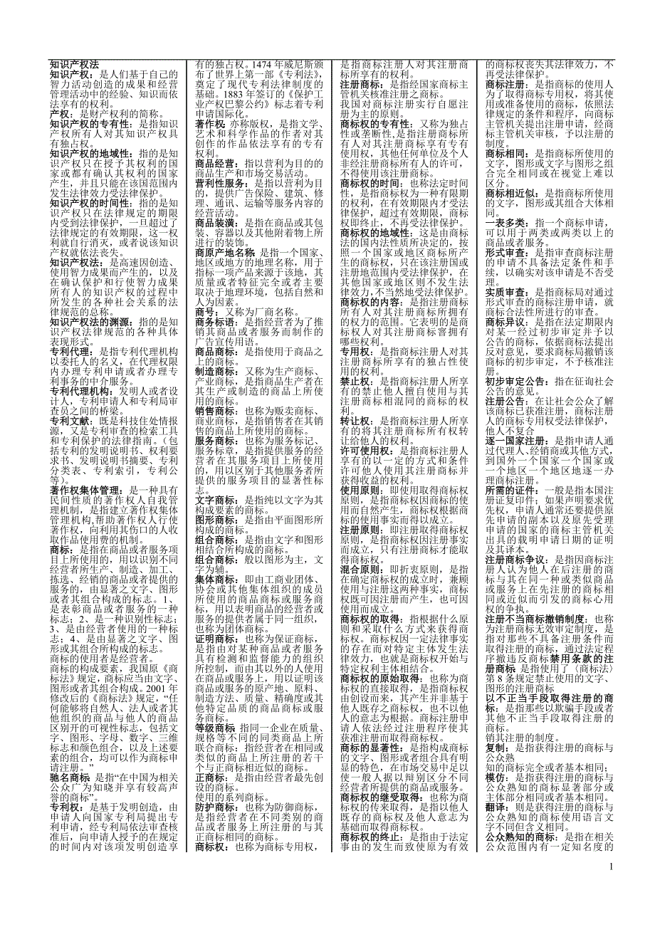 知识产权法-期末考试-小抄_第1页