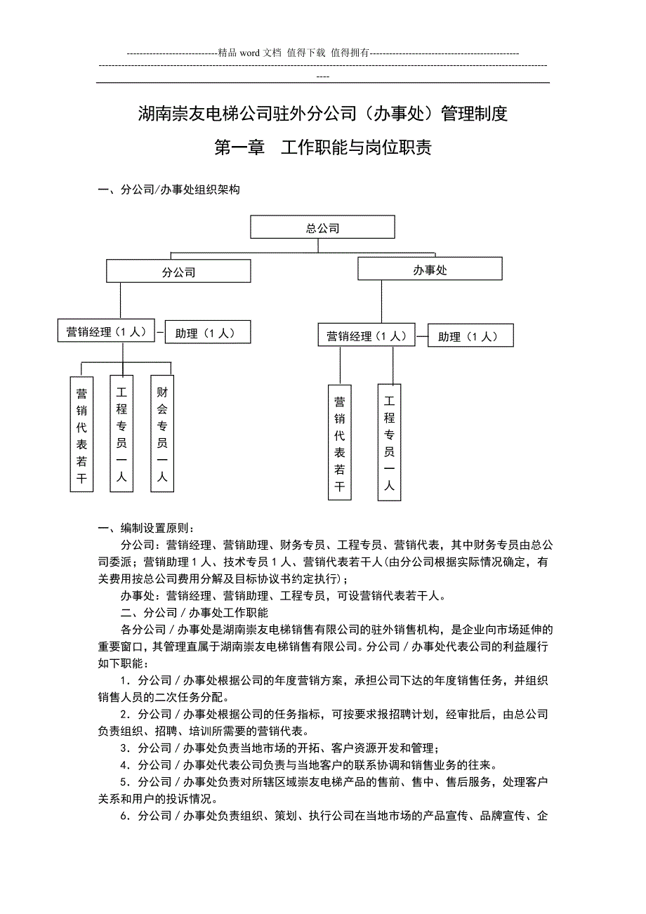 公司驻外分公司(办事处)管理制度_第1页