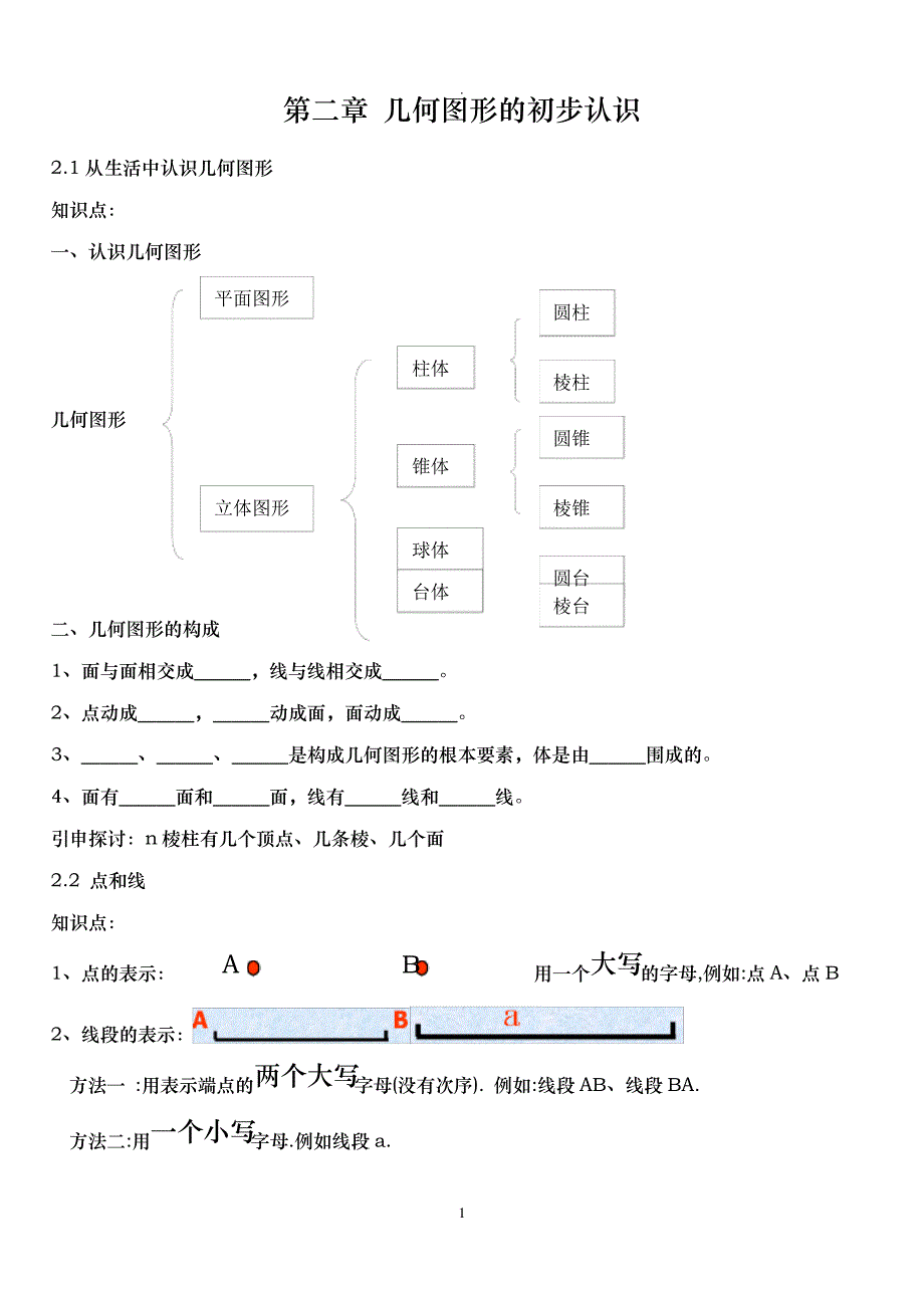 七年级数学几何图形的初步认识知识点26843_第1页