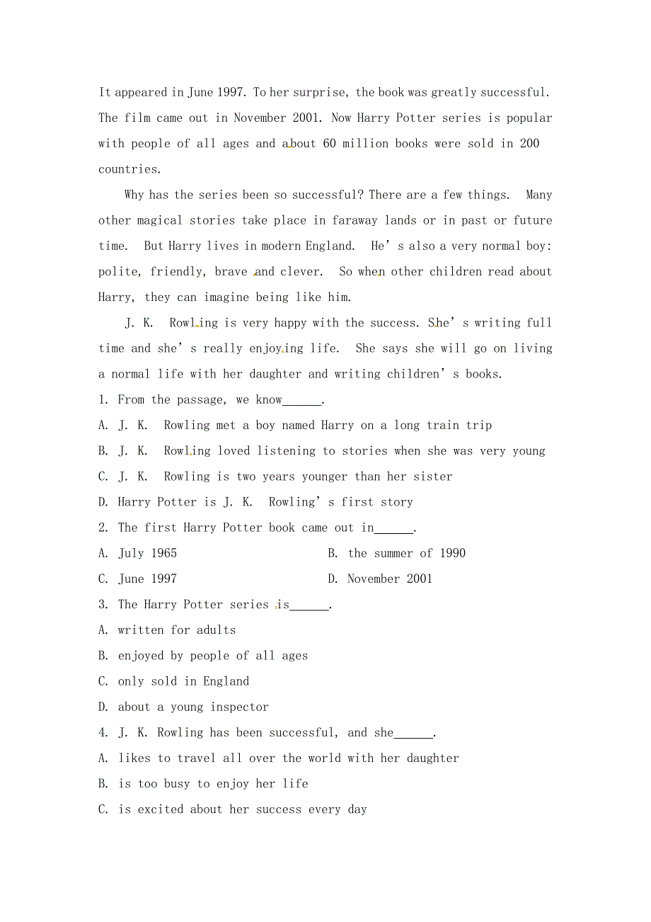 外研版英语九上Module2PublicholidaysUnit2同步练习_第3页