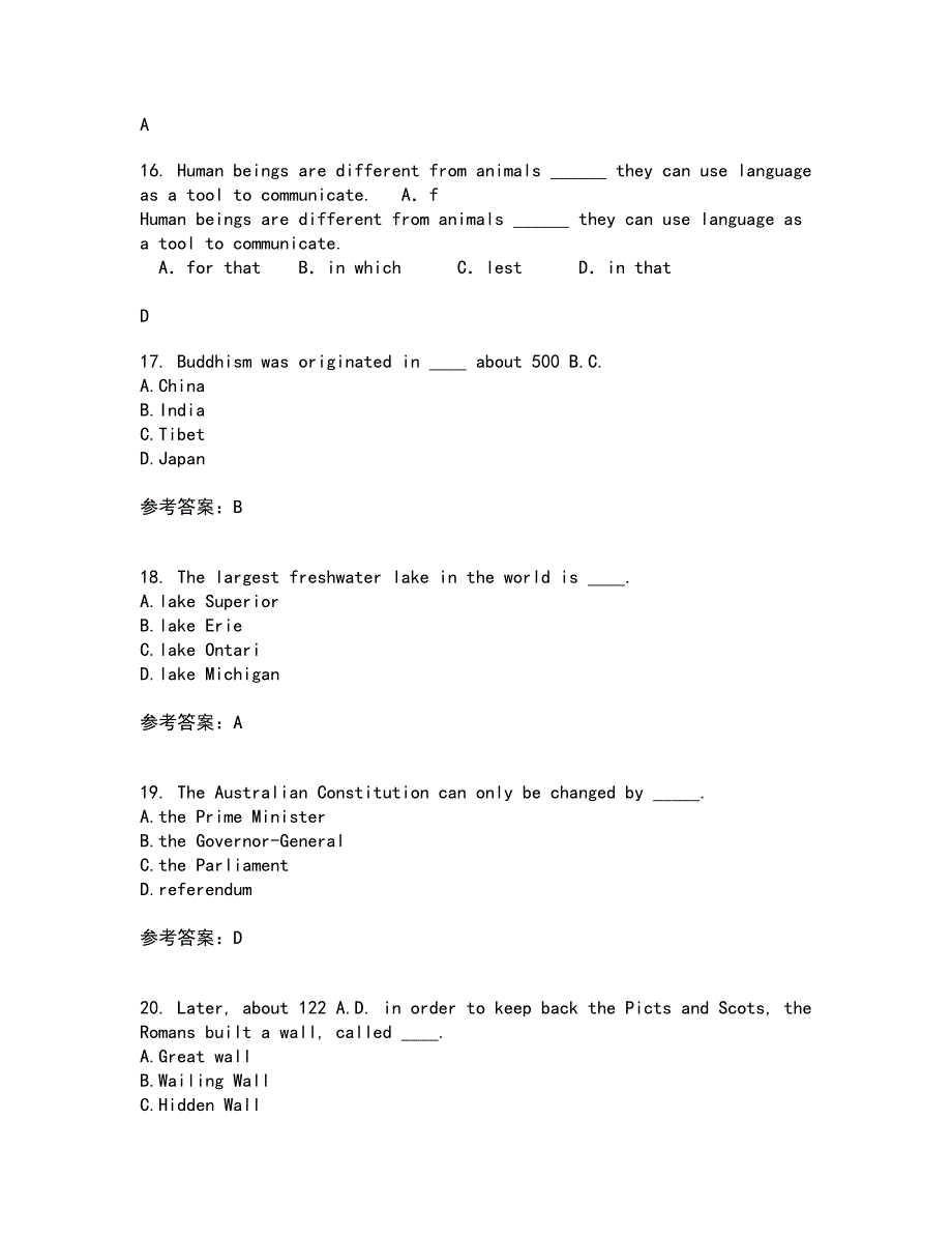 北京语言大学22春《英语国家概况》综合作业一答案参考73_第4页