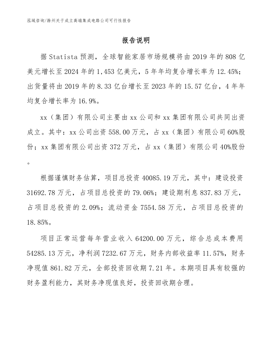 滁州关于成立高端集成电路公司可行性报告范文_第2页