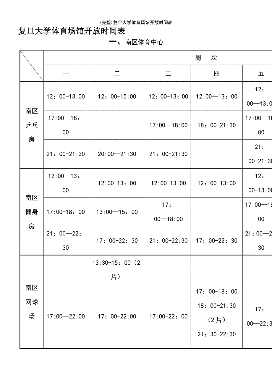 (最新整理)复旦大学体育场馆开放时间表_第2页