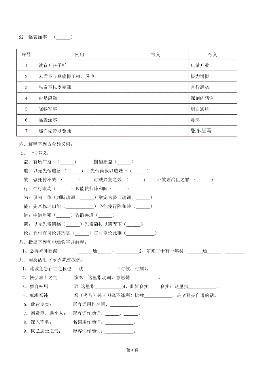 文言文专题复习之《出师表》强化训练_第4页