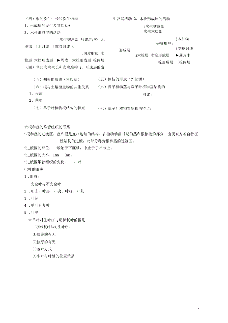 《植物形态解剖》教学提纲-暑期概要_第4页