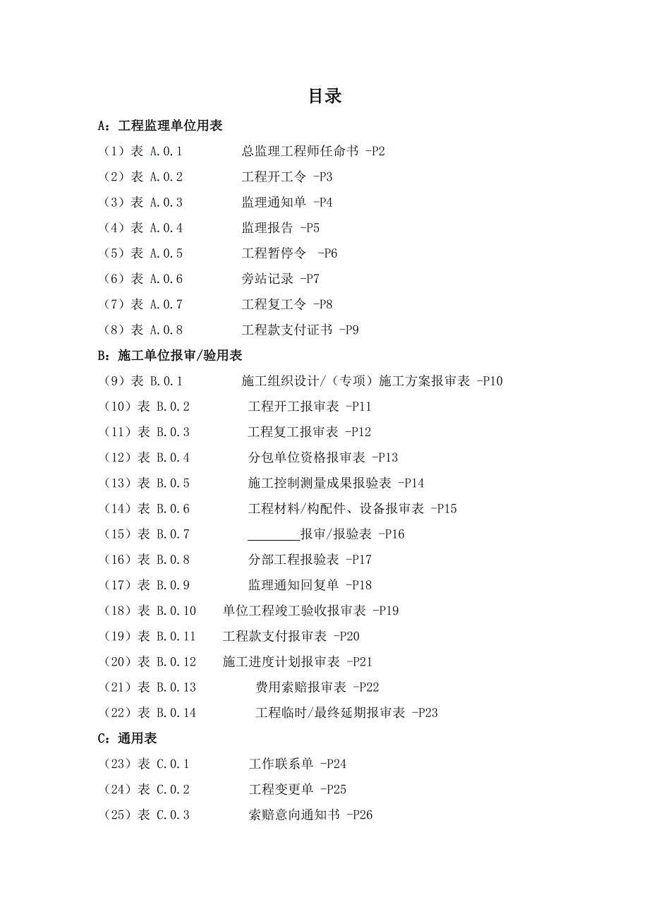 建设工程监理规范表格全部_第1页