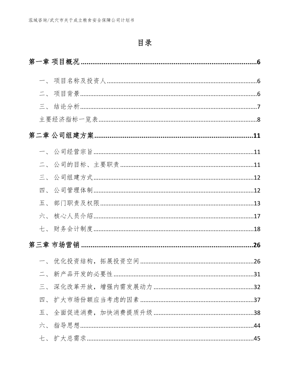 武穴市关于成立粮食安全保障公司计划书_第1页