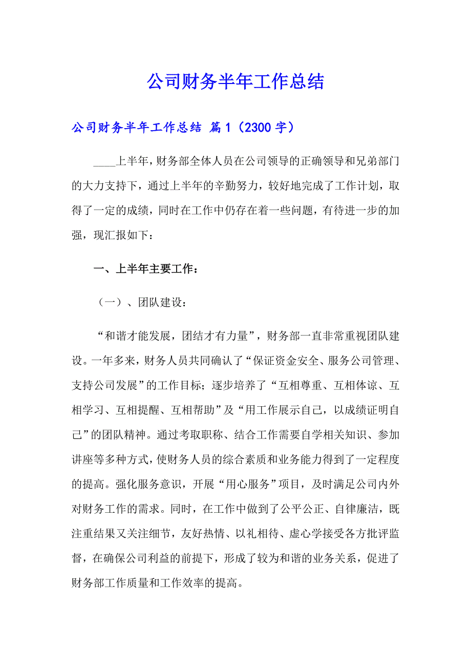 公司财务半年工作总结_第1页