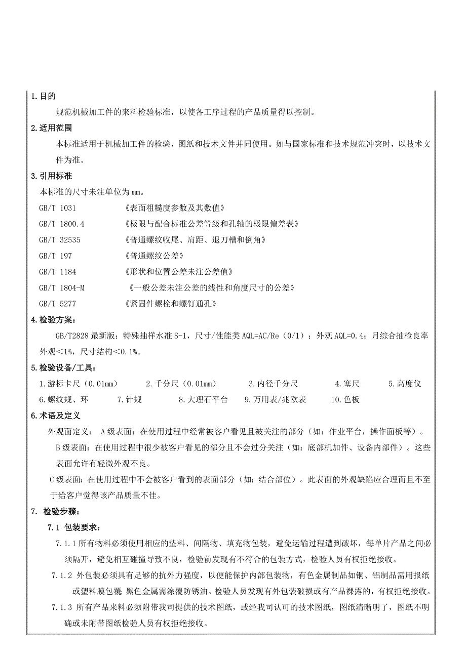 自动化设备机械加工件来料检验标准_第2页