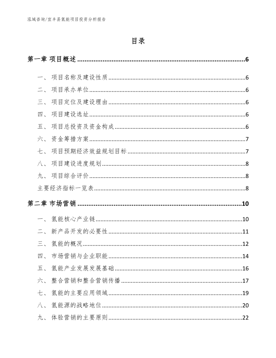 宜丰县氢能项目投资分析报告_模板范本_第1页