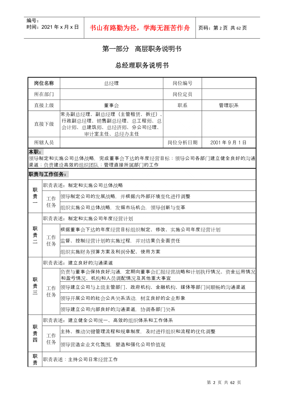 某房地产开发公司职务说明书_第2页