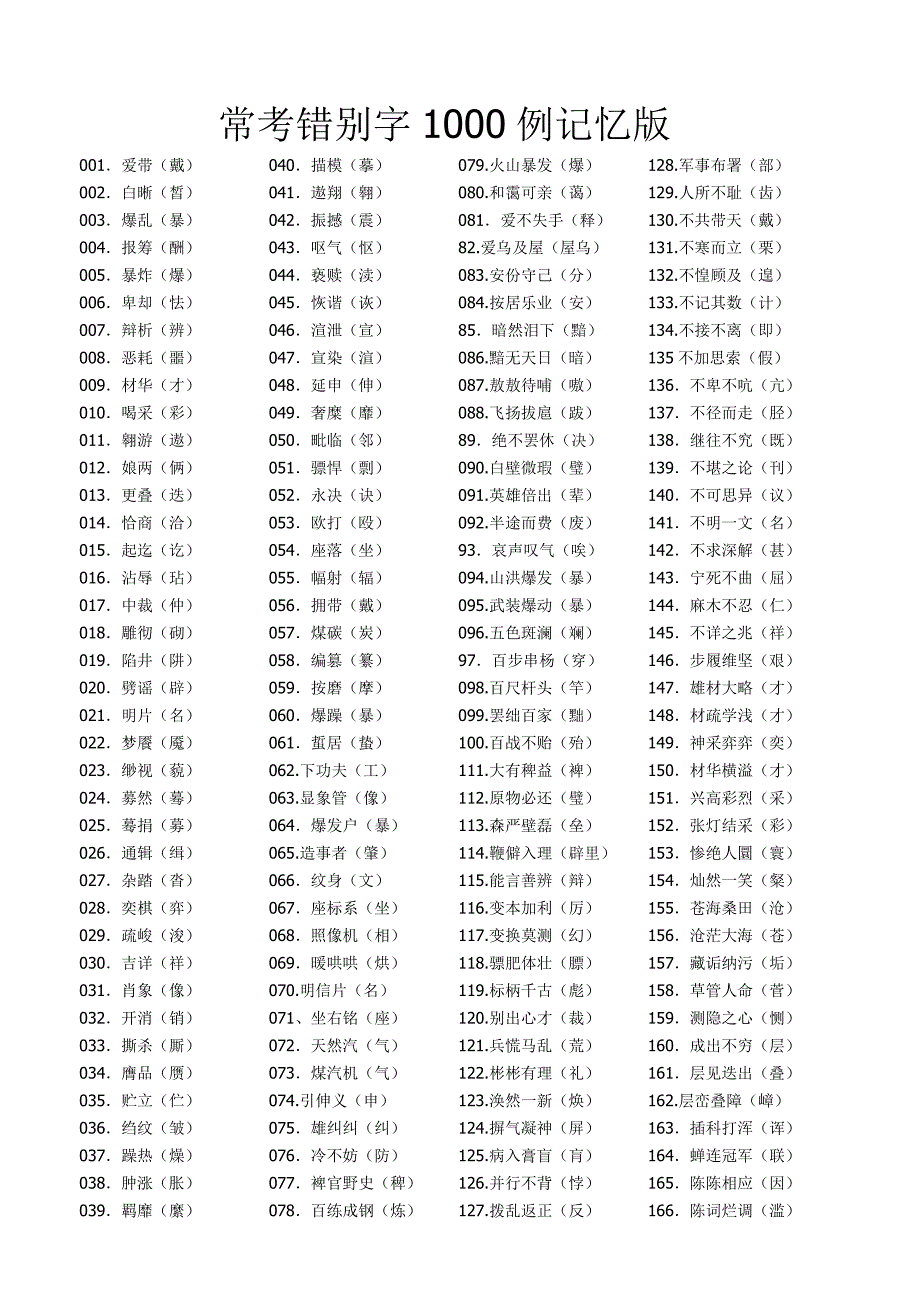 错别字1000例(教育精品)_第1页