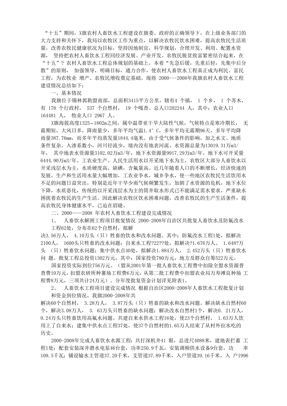 农村人畜饮水工程建设工作总结_第1页