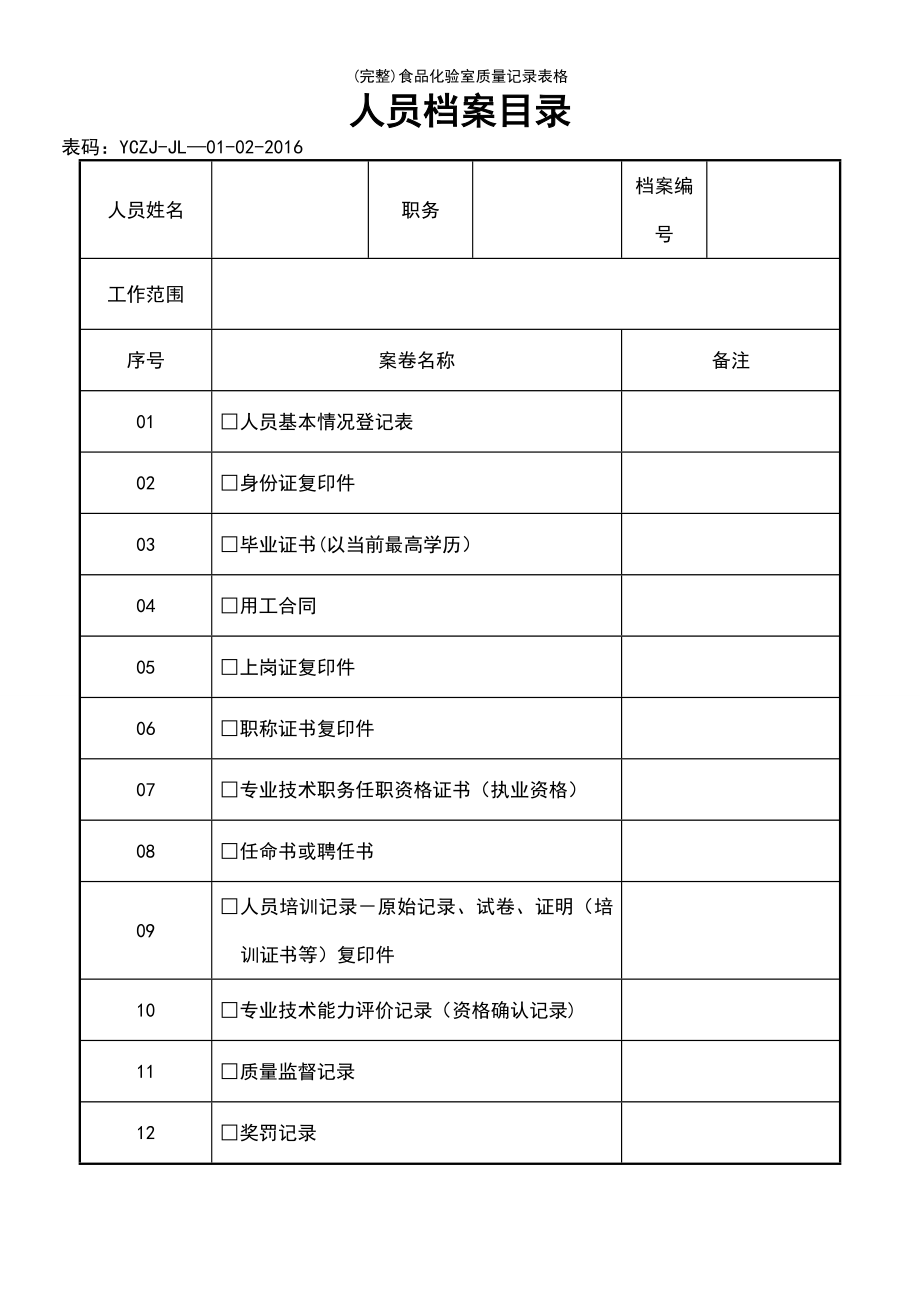 (最新整理)食品化验室质量记录表格_第4页