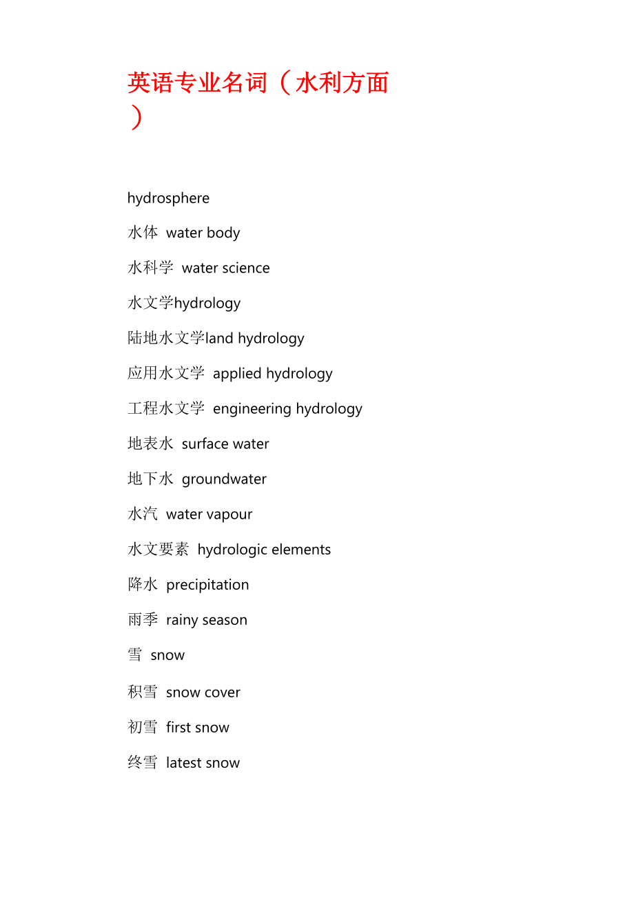 英语专业名词(水利方面)_第1页