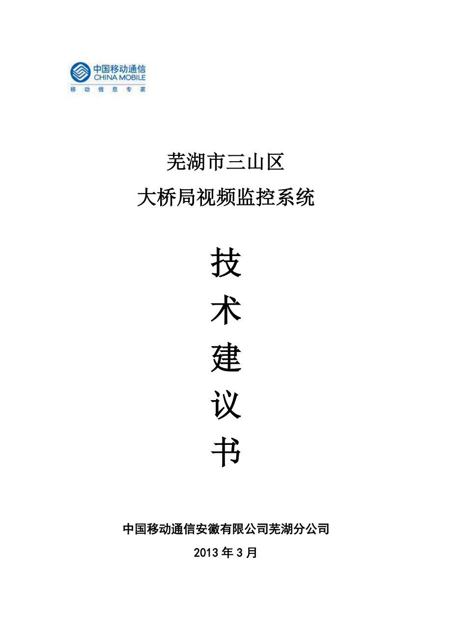 芜湖市三山区大桥局视频监控系统技术建议书_第1页