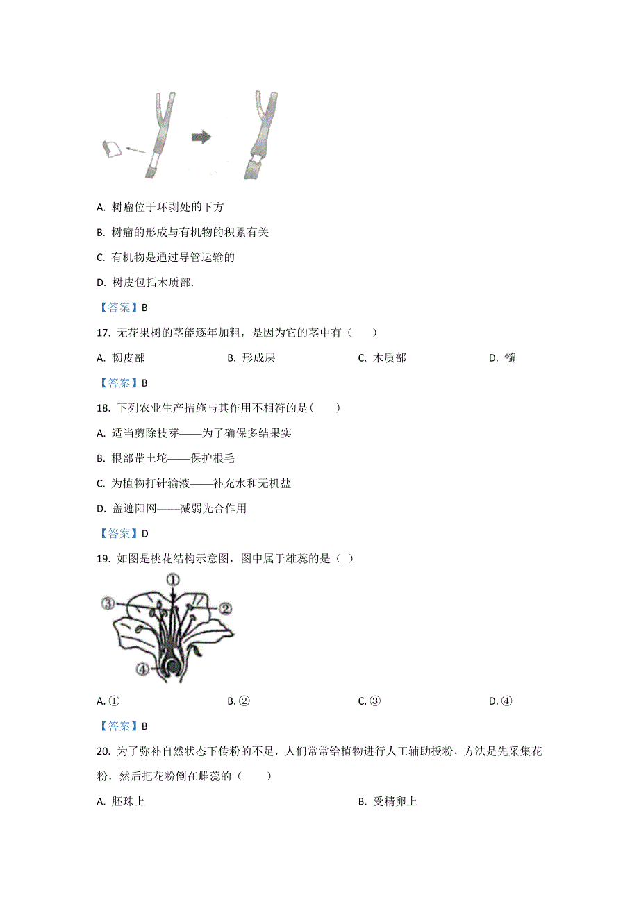 2022年陕西省汉中市城固县七年级上学期期末生物试卷（含答案）_第4页