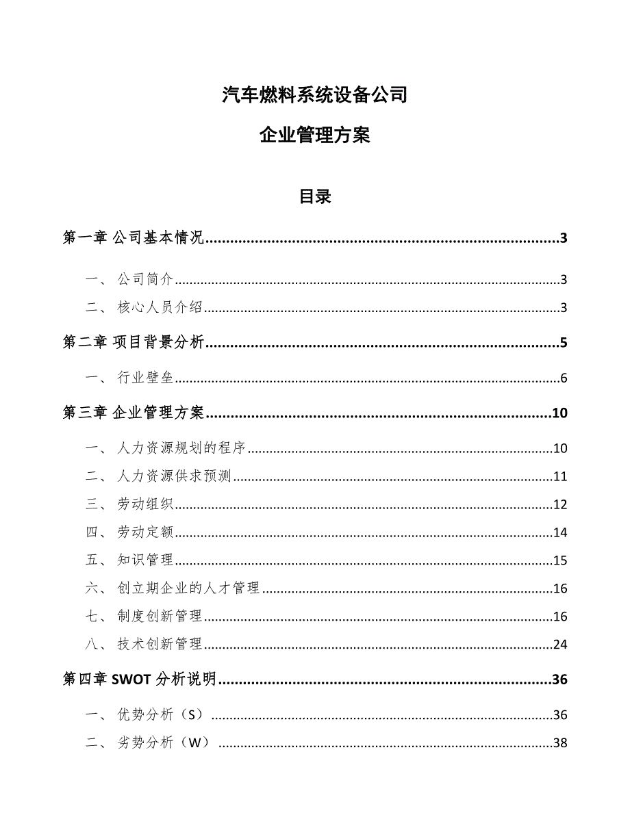 汽车燃料系统设备公司企业管理方案_参考_第1页