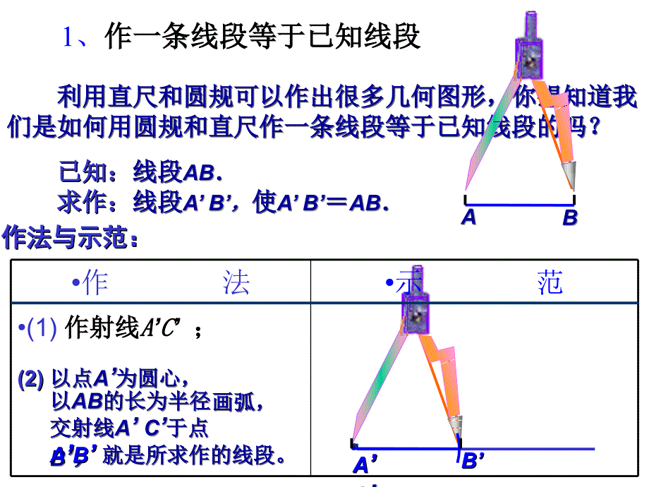 尺规作图作一条线段等于已知线段课件_第3页