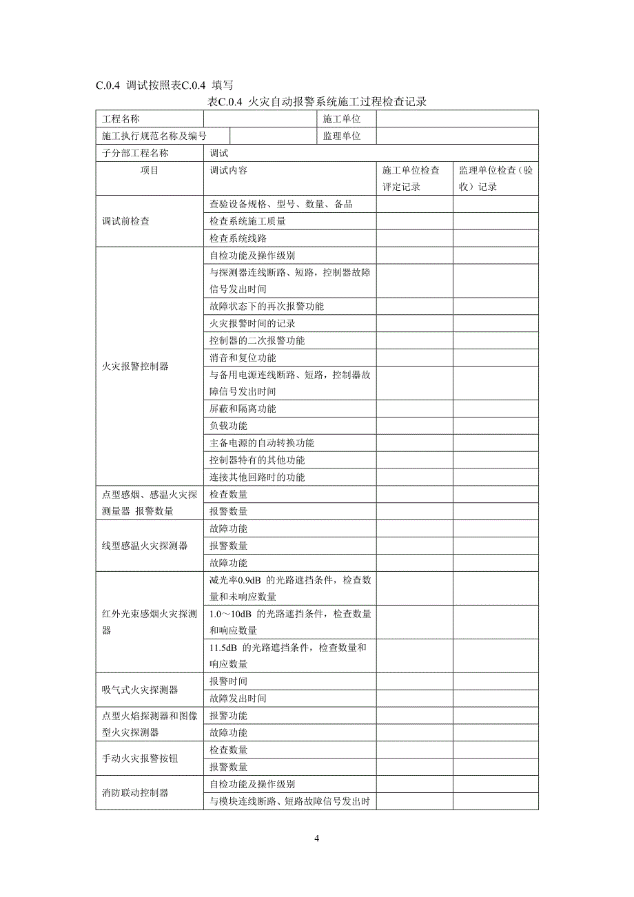 火灾报警系统验收表格_第4页