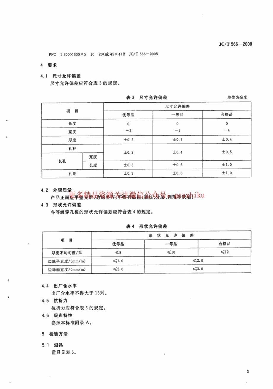 最新【G13消防规范图集】JCT566-2008 吸声用穿孔纤维水泥板_第5页