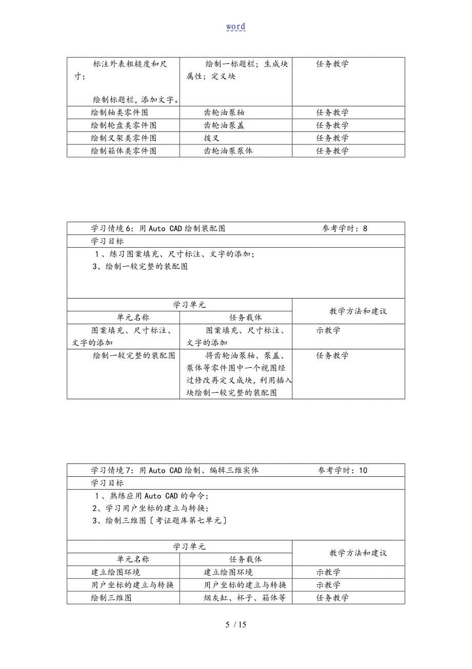 《Autocad课程实用标准化》和《教学实施方案设计》_第5页