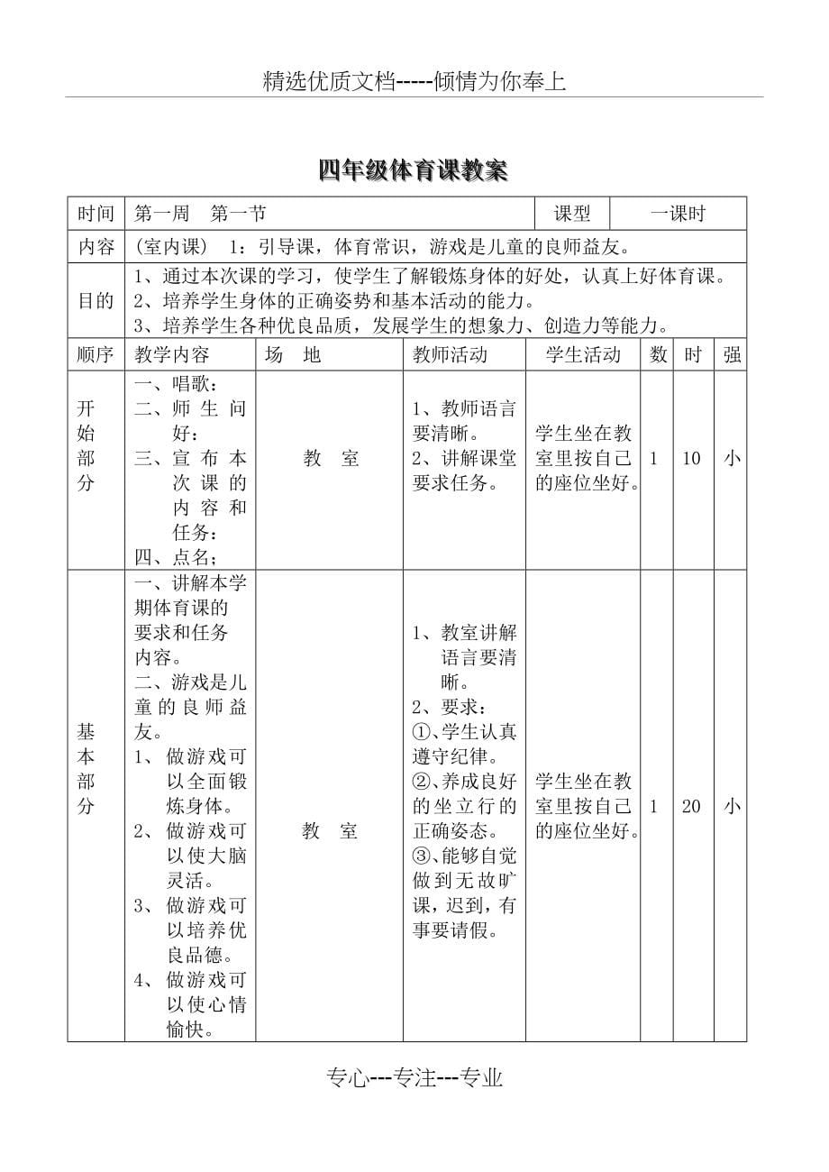 小学四年级上册体育教案_第5页